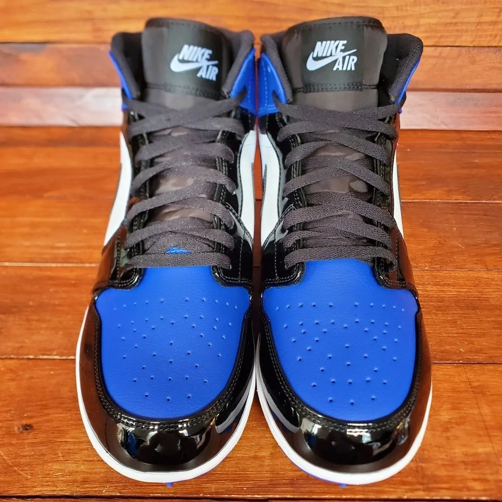 Nike Air Jordan 1 Mid TD Football Cleats Men 11.5 Royal Blue‎ Patent FJ6805-401